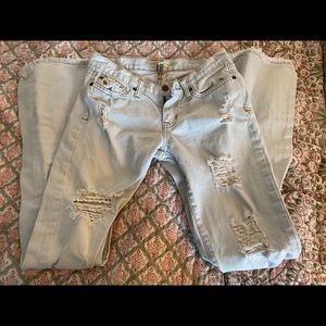 Abercrombie jeans- bleached and tattered CUTE Sz 2